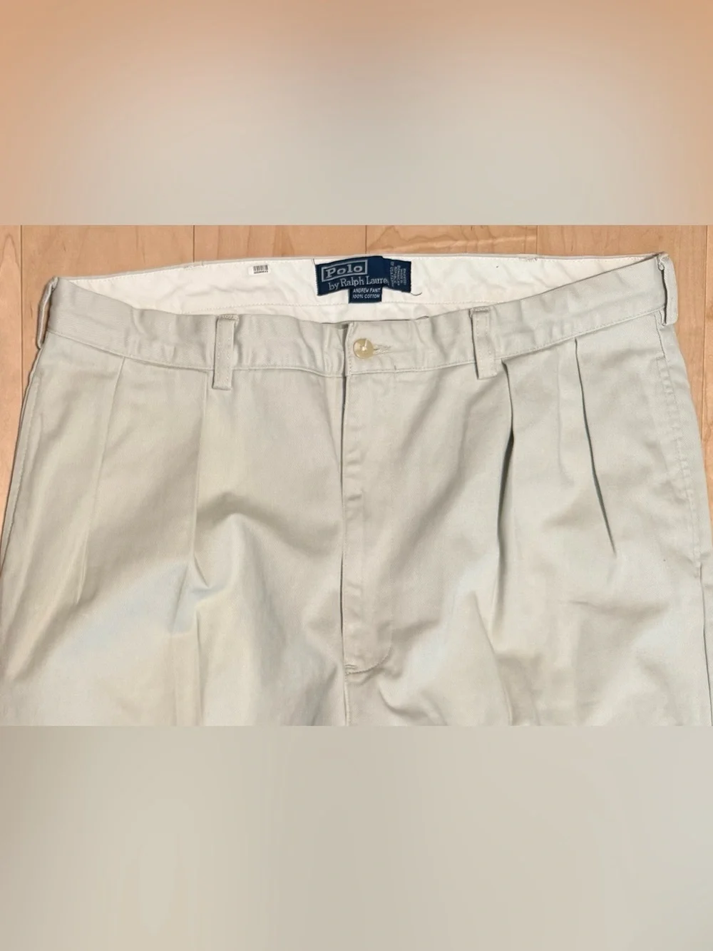 Polo Ralph Lauren Andrew Chino Pants Pleated Beige Khaki Men’s 38x32 (Fit 37x31)